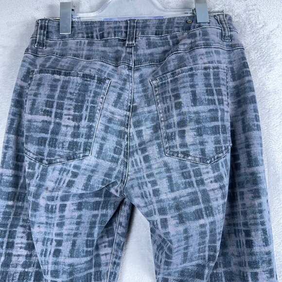 Cabi Jeans Skinny Denim Stretch Grid Print Low Rise Womens Navy Gray Size 8 - Picture 4 of 12